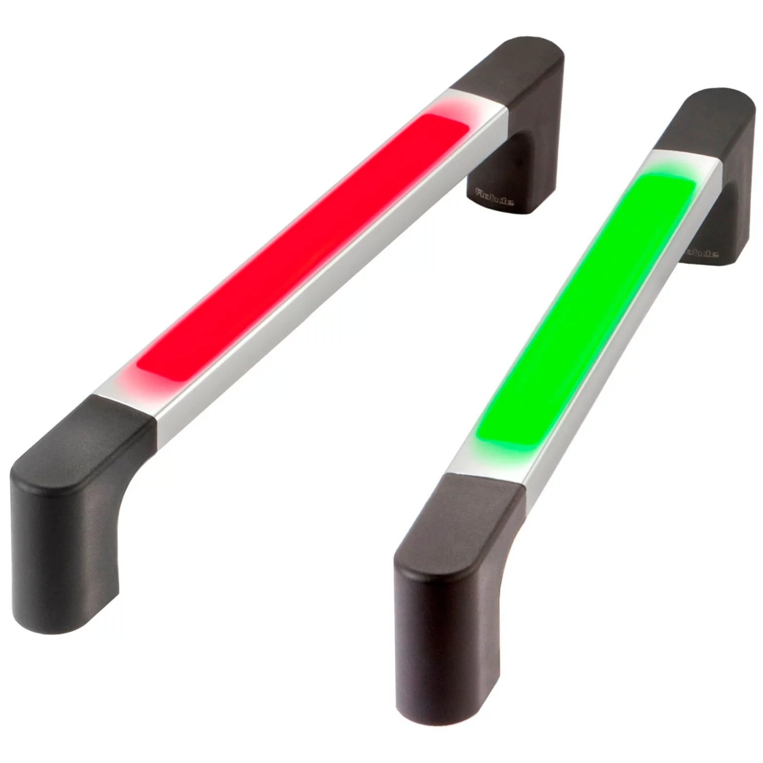 Handles with a tricolor illuminated handle strip.