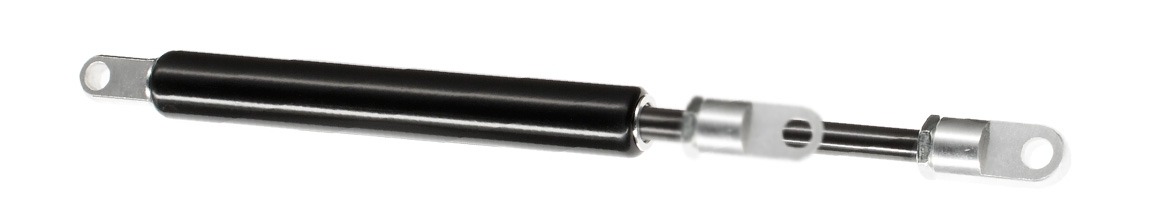 Gas springs with integrated click system for securing