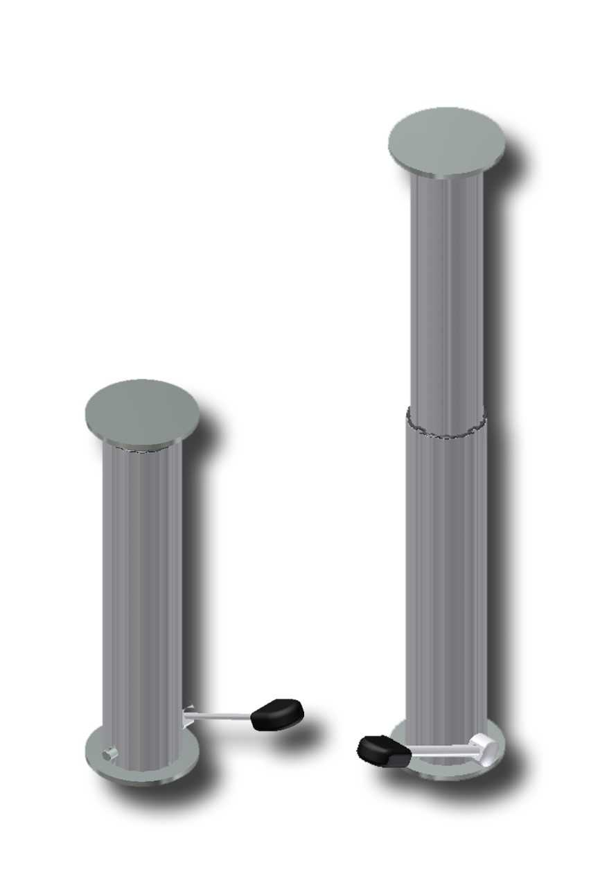 Guide pillars with hydraulic pump