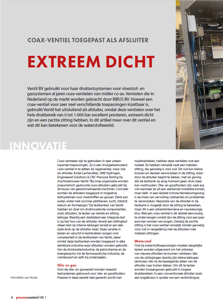 Coax-Ventiel toegepast als afsluiter