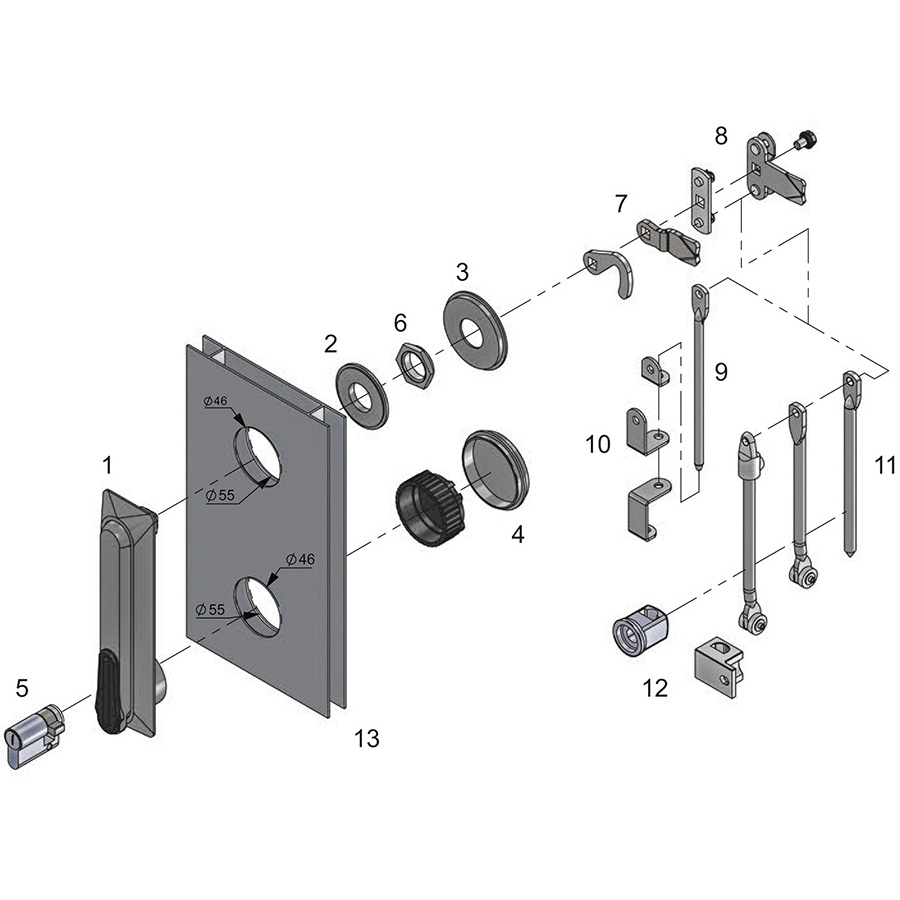 Locking system for aluminium profile door